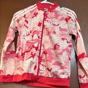 Adidas Kids Red and White Floral Jacket